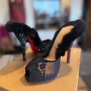 Christian Louboutin Mink Swavorski Crystal heels 36